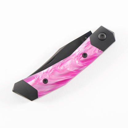 Jack Wolf Knives™ Mini Cyborg MINCY-01-KIR-COSPNK Cosmic Pink Kirinite CPM S90V Stainless Steel Pocket Knife