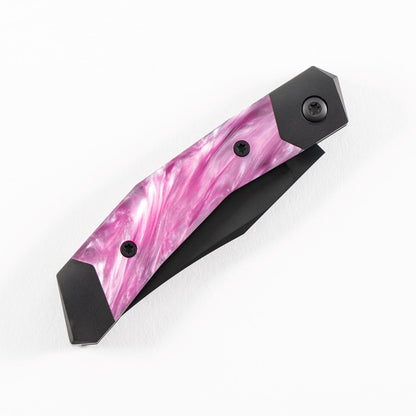 Jack Wolf Knives™ Mini Cyborg MINCY-01-KIR-COSPNK Cosmic Pink Kirinite CPM S90V Stainless Steel Pocket Knife