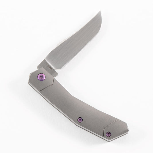 Jack Wolf Knives™ Mini Cyborg MINCY-01-TI-SMOOTH 6AL4V Titanium CPM S90V Stainless Steel Pocket Knife