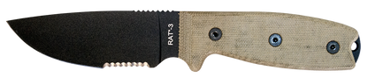 Ontario Knives™ RAT-3 Fixed Blade 8666 Tan Micarta 1075 Carbon Steel Knife