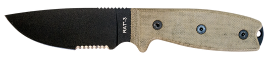 Ontario Knives™ RAT-3 Fixed Blade 8666 Tan Micarta 1075 Carbon Steel Knife