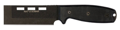 Ontario Knives™ Rat-3 Gobar Fixed Blade RAT-3 8660 Black Micarta Carbon Steel Knife