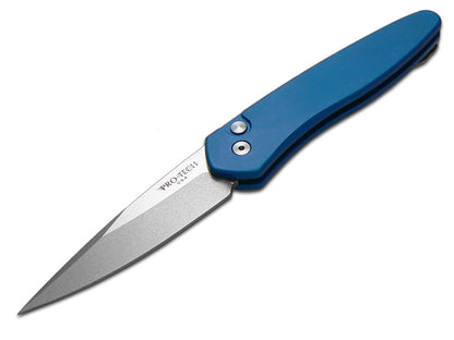 Pro-Tech Knives, LLC™ Newport Auto 3405-BLUE Blue Anodized Aluminum CPM S35VN Stainless Steel Pocket Knife