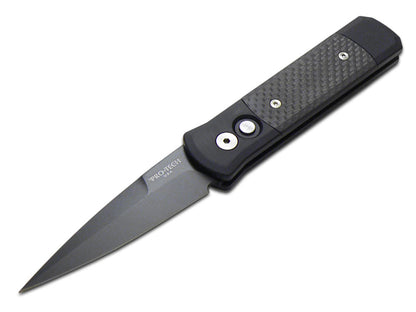 Pro-Tech Knives, LLC™ Godson Auto 705 Black 6061-T6 Aluminum and Carbon Fiber 154CM Stainless Steel Pocket Knife