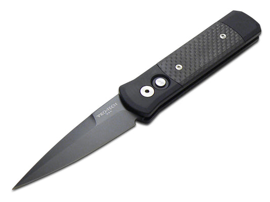 Pro-Tech Knives, LLC™ Godson Auto 705 Black 6061-T6 Aluminum and Carbon Fiber 154CM Stainless Steel Pocket Knife