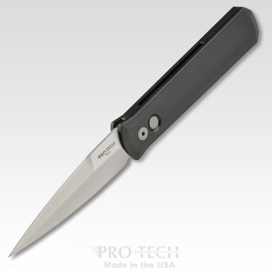 Pro-Tech Knives, LLC™ Godfather Auto 921-SATIN Black 6061-T6 Aluminum 154CM Stainless Steel Pocket Knife