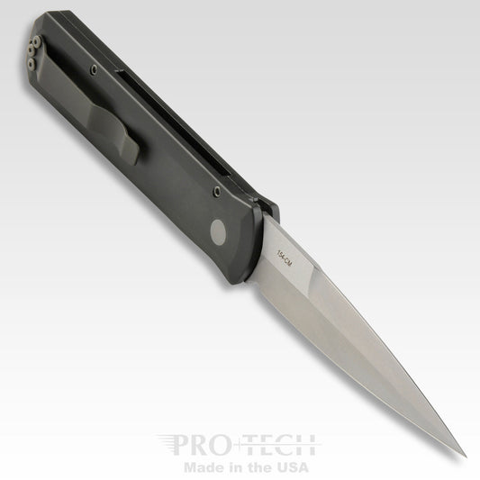 Pro-Tech Knives, LLC™ Godfather Auto 921-SATIN Black 6061-T6 Aluminum 154CM Stainless Steel Pocket Knife