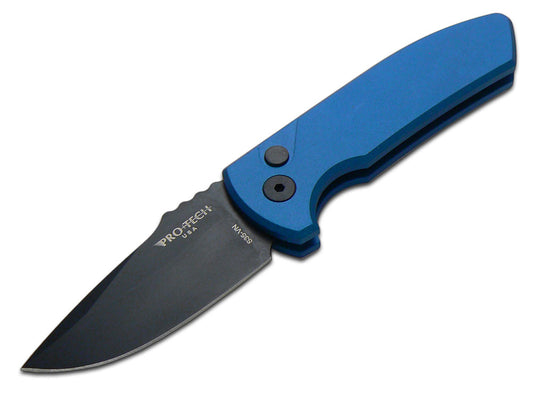 Pro-Tech Knives, LLC™ Short Bladed Rockeye Auto LG403-BLUE Blue Anodized 6061-T6 Aluminum CPM S35VN Stainless Steel Pocket Knife