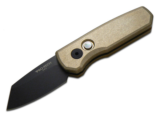 Pro-Tech Knives, LLC™ Runt 5 Auto R5212 Bronze Aluminum Alloy CPM 20CV Stainless Steel Pocket Knife