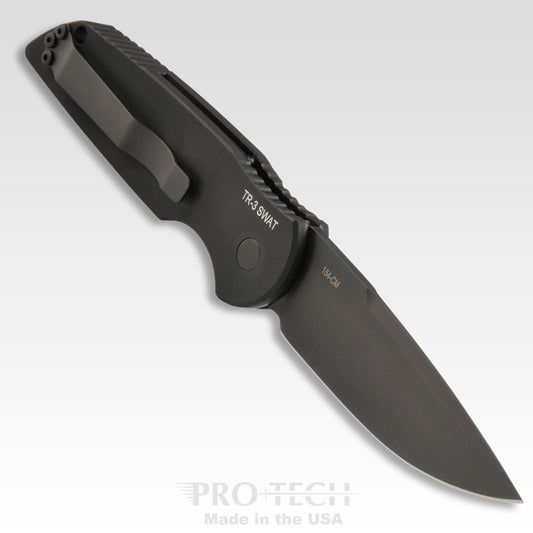 Pro-Tech Knives, LLC™ Tactical Response 3 Auto TR-3 SWAT Black 6061-T6 Aluminum 154CM Stainless Steel Pocket Knife