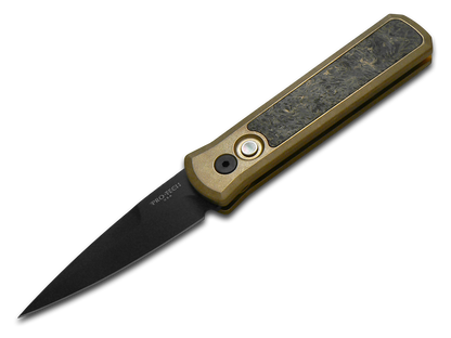 Pro-Tech Knives, LLC™ Godson Auto 2023GS-002 Dark Matter Gold FatCarbon and Bronze Aluminum CPM-154CM Stainless Steel Pocket Knife