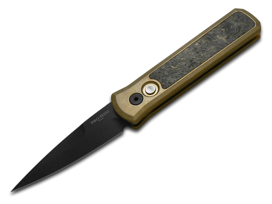 Pro-Tech Knives, LLC™ Godson Auto 2023GS-002 Dark Matter Gold FatCarbon and Bronze Aluminum CPM-154CM Stainless Steel Pocket Knife