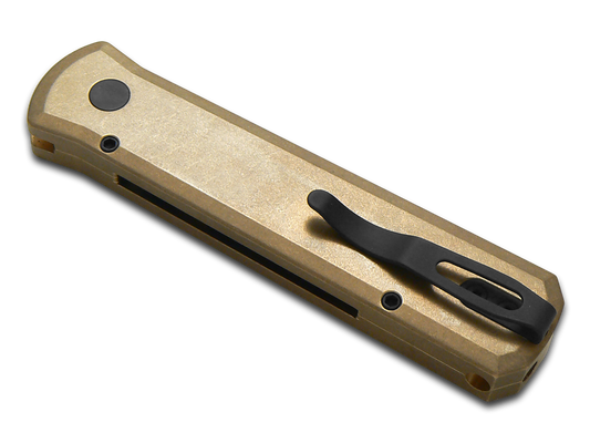 Pro-Tech Knives, LLC™ Godson Auto 2023GS-002 Dark Matter Gold FatCarbon and Bronze Aluminum CPM-154CM Stainless Steel Pocket Knife