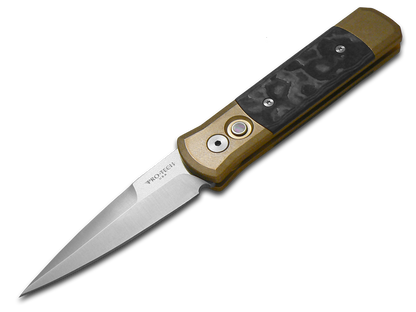 Pro-Tech Knives, LLC™ Godson Auto 7114-CAMO Solid Bronze and Camo Fat Carbon 154CM Stainless Steel Pocket Knife