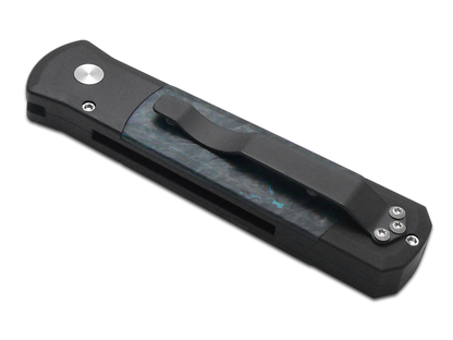 Pro-Tech Knives, LLC™ Godson Auto 7FC31 Black 6061-T6 Aluminum and Blue & Black Fat Carbon Fiber 154CM Stainless Steel Pocket Knife