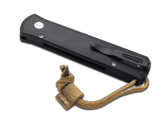 Pro-Tech Knives, LLC™ Godson Auto 7GSD-7 Brown Leather and Black 6061-T6 Aluminum 154CM Stainless Steel Pocket Knife