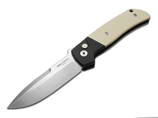 Pro-Tech Knives, LLC™ Terzuola ATCF Auto BT2751 White Micarta and Black 6061-T6 Aluminum CPM-Magnacut Stainless Steel Pocket Knife