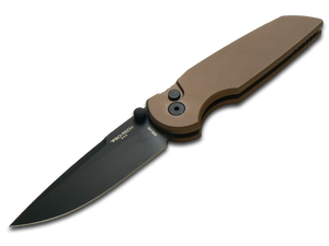 Pro-Tech Knives, LLC™ TR-3 Integrity Button Lock INT103-FDE Flat Dark Earth 6061-T6 Aluminum CPM S35VN Stainless Steel Pocket Knife