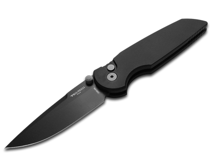 Pro-Tech Knives, LLC™ TR-3 Integrity Button Lock INT103 Black 6061-T6 Aluminum CPM S35VN Stainless Steel Pocket Knife