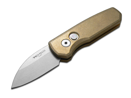 Pro-Tech Knives, LLC™ Runt 5 Auto R5110 Bronze Aluminum Alloy CPM 20CV Stainless Steel Pocket Knife