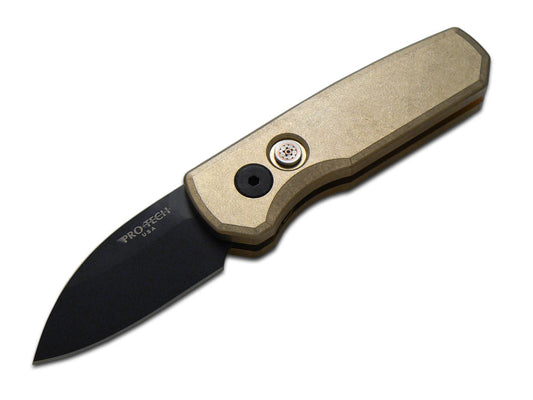 Pro-Tech Knives, LLC™ Runt 5 Auto R5112 Bronze Aluminum Alloy CPM 20CV Stainless Steel Pocket Knife