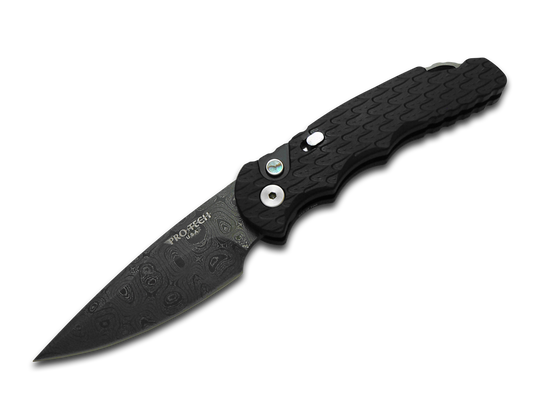 Pro-Tech Knives, LLC™ Tactical Response 5 Auto T530-DAMA Black Aluminum Stainless Damascus Steel Pocket Knife