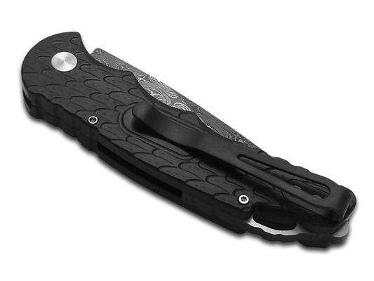 Pro-Tech Knives, LLC™ Tactical Response 5 Auto T530-DAMA Black Aluminum Stainless Damascus Steel Pocket Knife