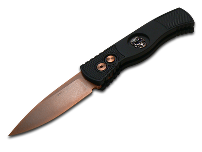 Pro-Tech Knives, LLC™ Tactical Response 2 TR-2 RG SKULL Black 6061-T6 Aluminum MagnaCut Stainless Steel Pocket Knife