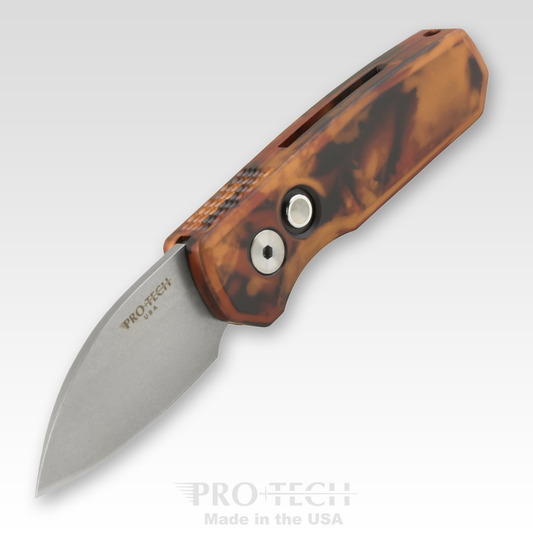 Pro-Tech Knives, LLC™ Runt 5 Auto R5301-DF Del Fuego 6061-t6 Aluminum MagnaCut Stainless Steel Pocket Knife