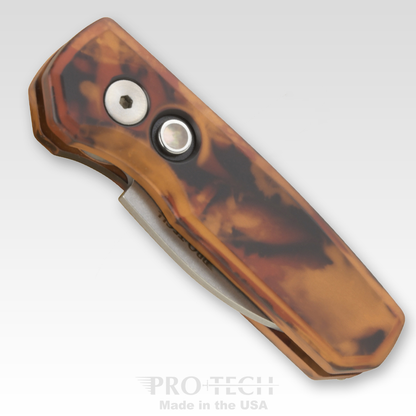 Pro-Tech Knives, LLC™ Runt 5 Auto R5301-DF Del Fuego 6061-t6 Aluminum MagnaCut Stainless Steel Pocket Knife