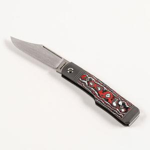 Jack Wolf Knives™ Sharpshooter Jack SHARP-02-FC-SNOW Snowfire Fat Carbon S90V Stainless Steel Pocket Knife