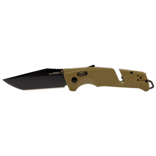 SOG Specialty Knives™ Trident At 11-12-12-41 Flat Dark Earth GRN CYRO D2 Stainless Steel Pocket Knife