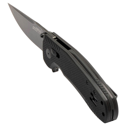 SOG Specialty Knives™ SOG-TAC XR Crossbar Lock 12-38-07-41 Black-out G-10 CRYO D2 Semi-Stainless Steel Pocket Knife