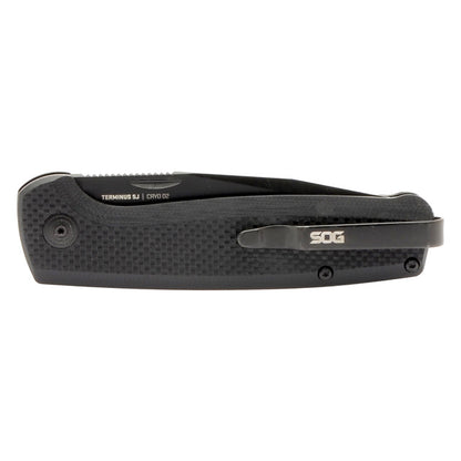 SOG Specialty Knives™ Terminus Slip-Joint TM1005-BX Black G10 CRYO D2 Stainless Steel Pocket Knife
