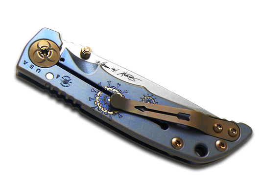 Spartan Blades, LLC™ Harsey Folder 3.25 Frame Lock SF10PLAGUE-BL Blue Anodized 6AL4V Titanium CPM MagnaCut Stainless Steel Pocket Knife
