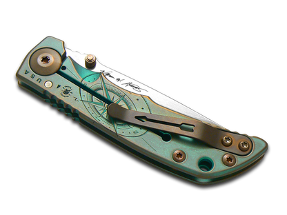 Spartan Blades, LLC™ Harsey Folder 3.25 Frame Lock SF10COMPASS Aged Green Anodized 6AL4V Titanium CPM MagnaCut Stainless Steel Pocket Knife