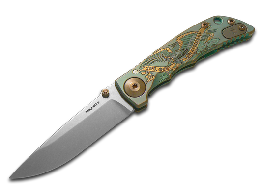 Spartan Blades, LLC™ Harsey Folder 3.25 Frame Lock SF10G&C Aged Green Anodized 6AL4V Titanium CPM MagnaCut Stainless Steel Pocket Knife