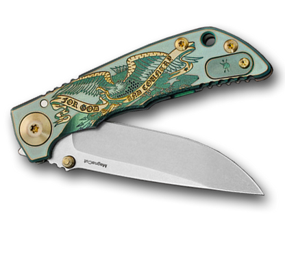 Spartan Blades, LLC™ Harsey Folder 3.25 Frame Lock SF10G&C Aged Green Anodized 6AL4V Titanium CPM MagnaCut Stainless Steel Pocket Knife