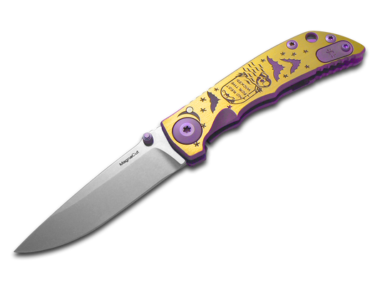 Spartan Blades, LLC™ Harsey Folder 3.25 Frame Lock SF10NOREST Purple & Gold Anodized 6AL4V Titanium CPM MagnaCut Stainless Steel Pocket Knife