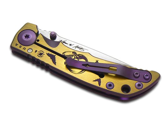 Spartan Blades, LLC™ Harsey Folder 3.25 Frame Lock SF10NOREST Purple & Gold Anodized 6AL4V Titanium CPM MagnaCut Stainless Steel Pocket Knife