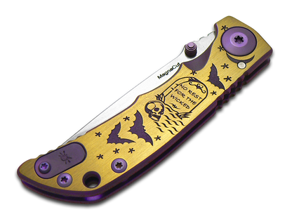 Spartan Blades, LLC™ Harsey Folder 3.25 Frame Lock SF10NOREST Purple & Gold Anodized 6AL4V Titanium CPM MagnaCut Stainless Steel Pocket Knife