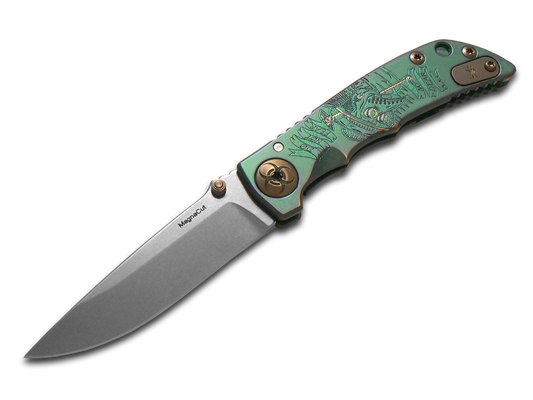 Spartan Blades, LLC™ Harsey Folder 3.25 Frame Lock SF10PLAGUE-GN Green Anodized 6AL4V Titanium CPM MagnaCut Stainless Steel Pocket Knife