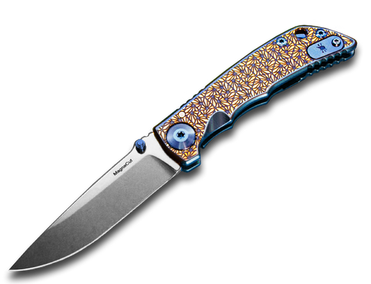 Spartan Blades, LLC™ Harsey Folder 3.25 Frame Lock SF10REGAL-BL Blue Anodized 6AL4V Titanium CPM MagnaCut Stainless Steel Pocket Knife
