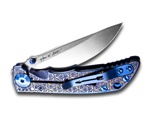 Spartan Blades, LLC™ Harsey Folder 3.25 Frame Lock SF10REGAL-BL Blue Anodized 6AL4V Titanium CPM MagnaCut Stainless Steel Pocket Knife