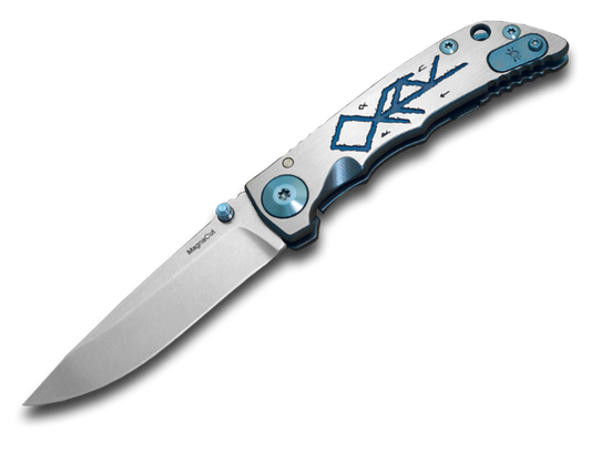 Spartan Blades, LLC™ Harsey Folder 3.25 Frame Lock SF10TRAILWALKER Blue Anodized 6AL4V Titanium CPM MagnaCut Stainless Steel Pocket Knife
