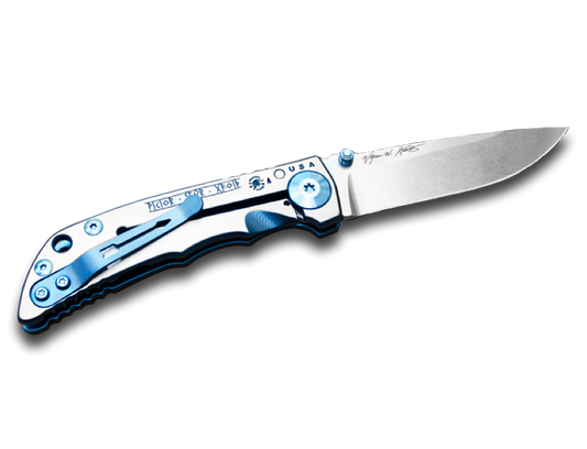 Spartan Blades, LLC™ Harsey Folder 3.25 Frame Lock SF10TRAILWALKER Blue Anodized 6AL4V Titanium CPM MagnaCut Stainless Steel Pocket Knife