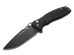 Spartan Blades, LLC™ Pallas Button Lock SF3BK Black Anodized 6061 Aluminum CPM MagnaCut Stainless Steel Pocket Knife