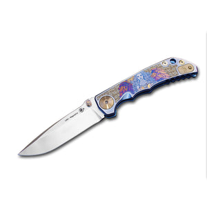 Spartan Blades, LLC™ Harsey Folder Frame Lock SF5ANGL Blue Anodized 6AL4V Titanium CPM MagnaCut Stainless Steel Pocket Knife