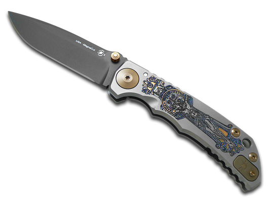Spartan Blades, LLC™ Harsey Folder Frame Lock SF5CRUS Polished 6AL4V Titanium CPM MagnaCut Stainless Steel Pocket Knife