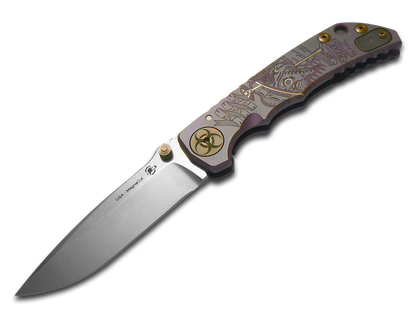 Spartan Blades, LLC™ Harsey Folder Frame Lock SF5PLAGUE-PU Purple Anodized 6AL4V Titanium CPM MagnaCut Stainless Steel Pocket Knife